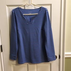 Talbots Light Blue with Navy Stripe Tunic Size S.